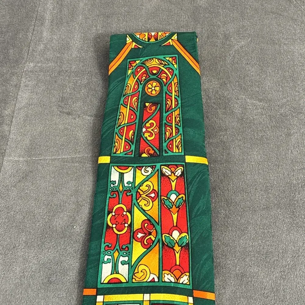 Rush Limbaugh Neck Tie 100% Silk Green Stained Glass Window Benefits Charity